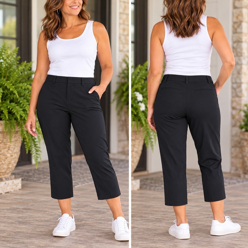 Chico's Black So-Slimming Cropped Stretch Pants Women's 2 (US 12) Large Capsule